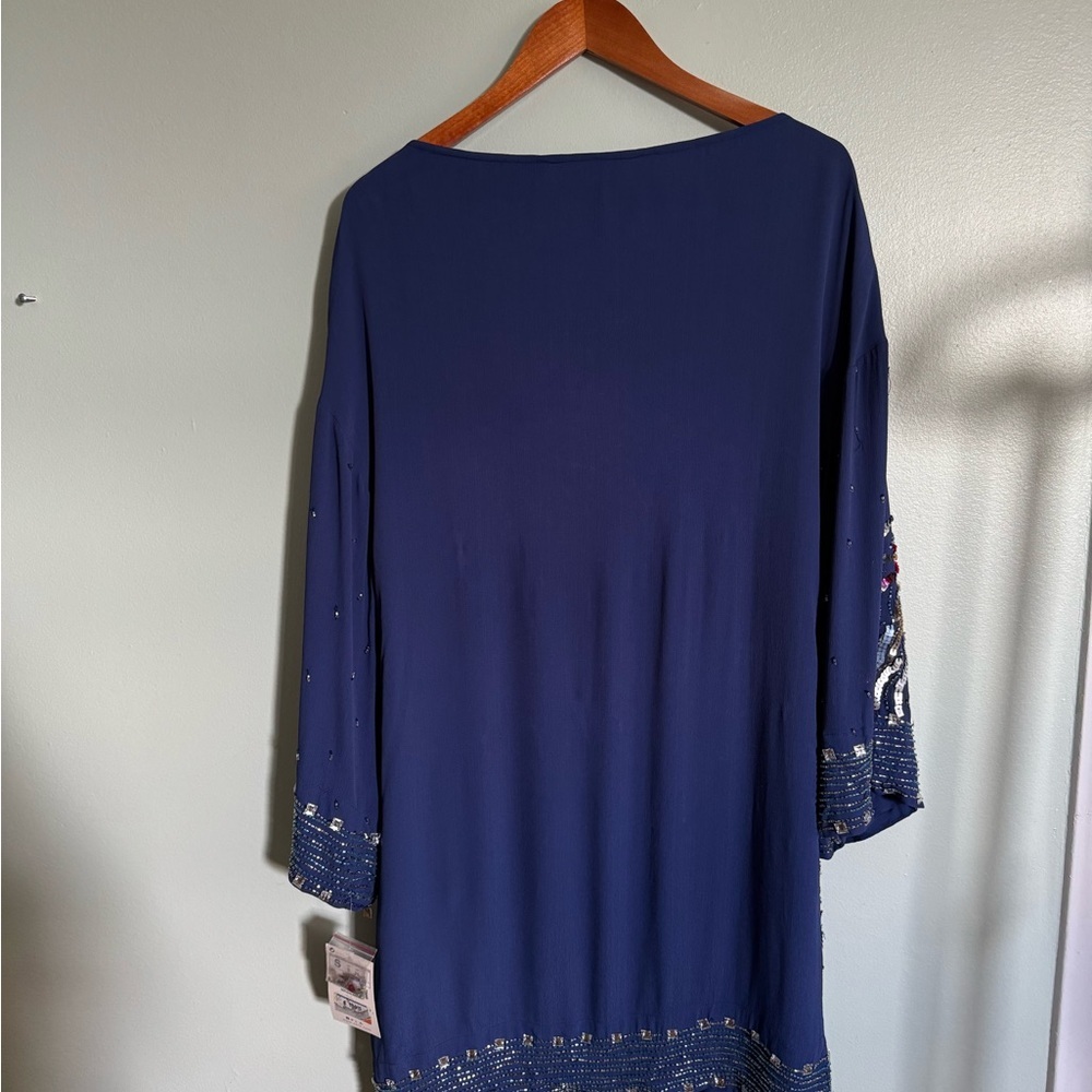 Zara Embellished Blue Dress with Sequin Design - Picture 9 of 10